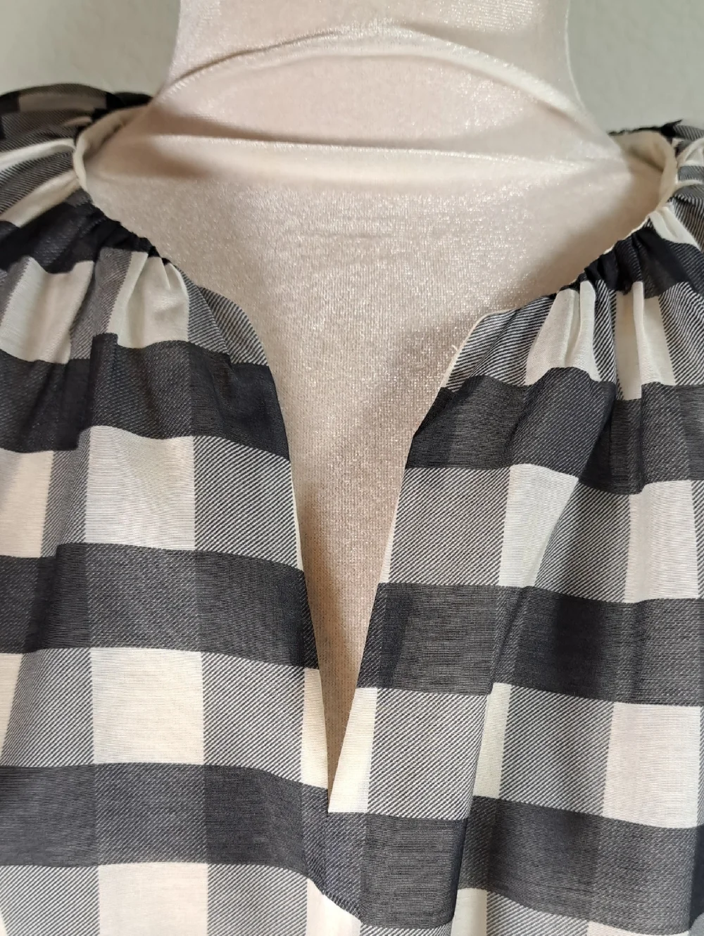 Madewell by J.Crew NEW Women’s Bubble Puff Sleeves Top Black White Gingham Sz 6